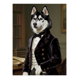 Póster Dapper Husky Gentleman with Bow Tie | Office