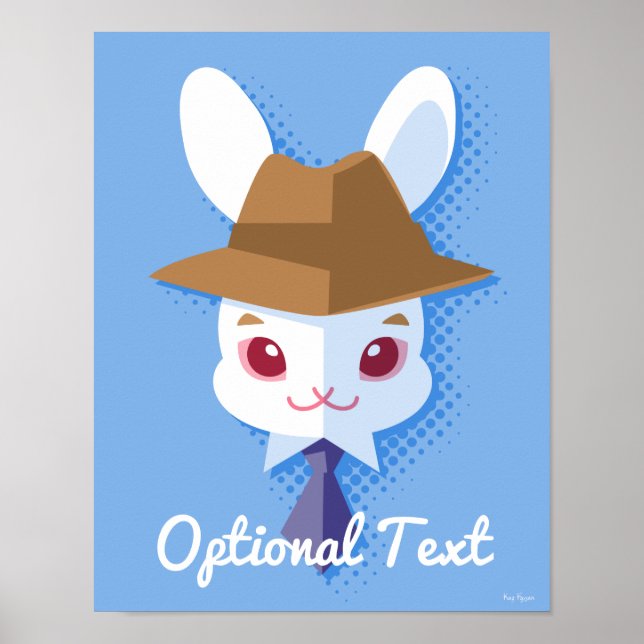 Póster Dapper Kawaii - Rabbit Branco (Frente)