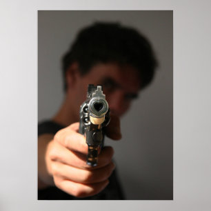 Póster dar um tiro em-lo da morte que mata