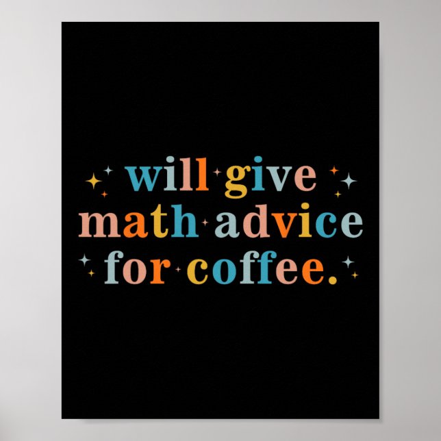 Poster Dará conselhos de matemática por café Matemática d (Frente)