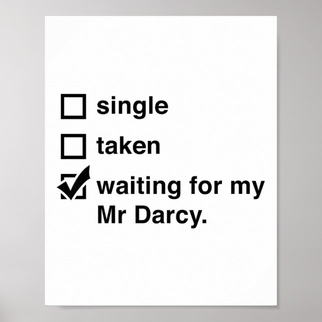 Poster Darcy Solteiro Tomado À Espera De Darcy Jane Auste (Frente)