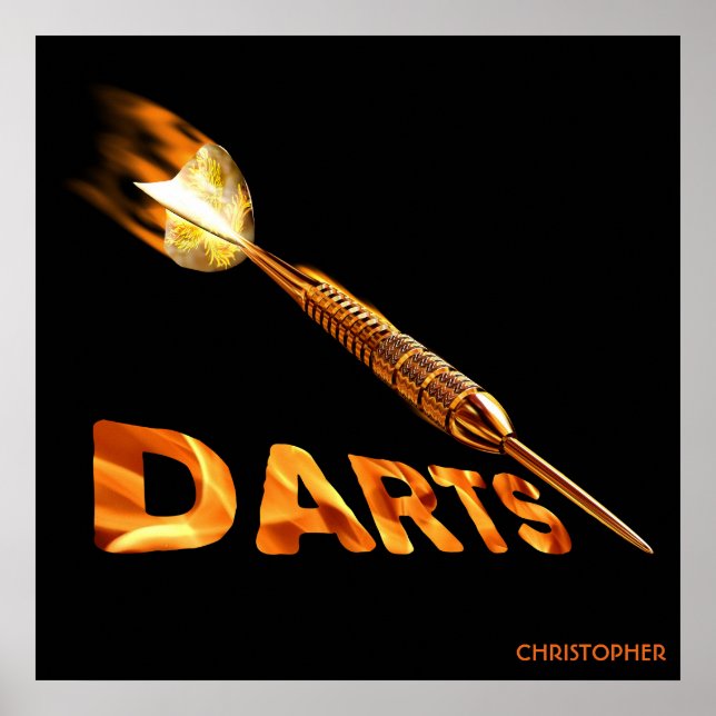 Poster Dardos Com Ouro Dart Em Chamas Com Na moda Text (Frente)