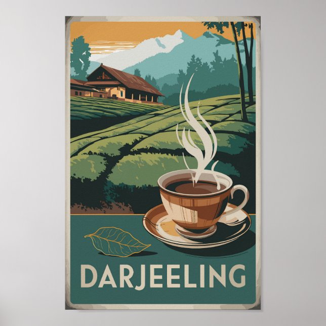 Poster Darjeeling India Tea Viagem Art Vintage (Frente)