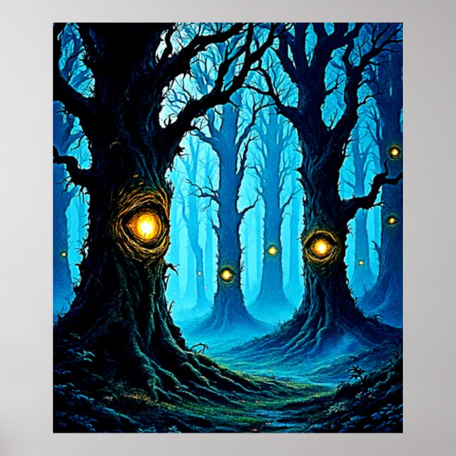 Poster Dark Fantasy Eyeball Forest Design (Frente)