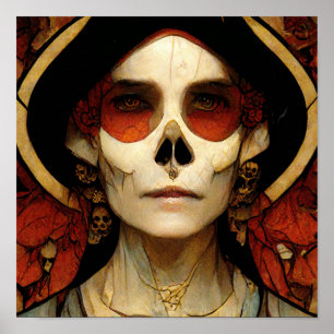 Poster Dark Fantasy Gothic Skull Mulher 2