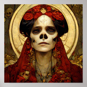 Poster Dark Fantasy Gothic Skull Mulher 3
