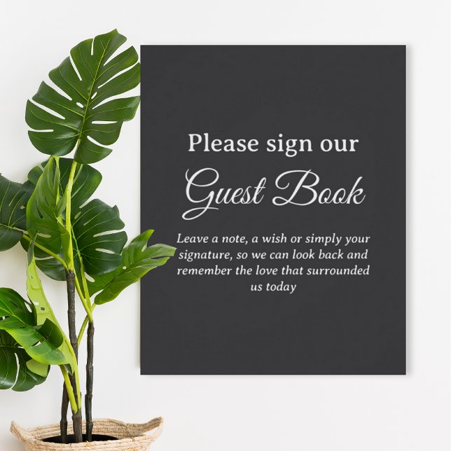 Póster Dark Gray Wedding Guest Book Poster (Criador carregado)