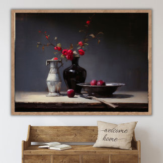 Poster Dark Moody Flower Still Life Painting, Timeless Vi