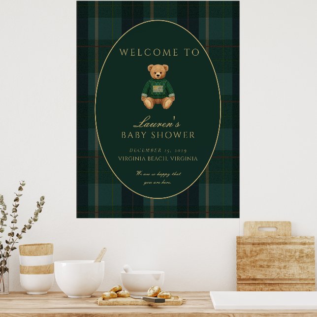 Poster Dark Plaid Lauren Inspired Baby Shower Welcome  (Cozinha)