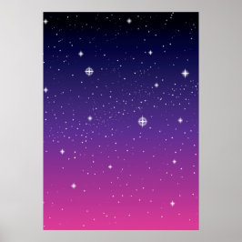 Poster Dark Purple Starry Night Sky