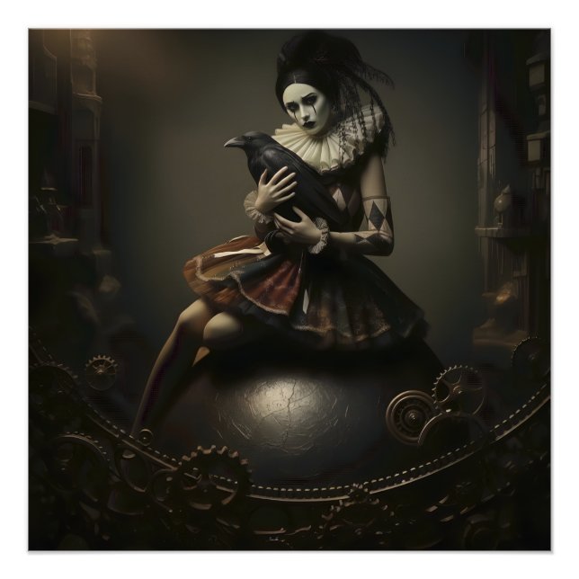 Póster Dark Romantic Raven Motif (Frente)