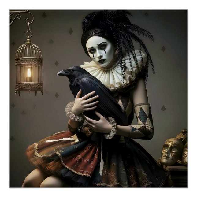 Póster Dark Romantic Raven Motif (Frente)