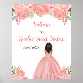 Poster Dark Skin Princess Pink Sweet Sixteen Welcome