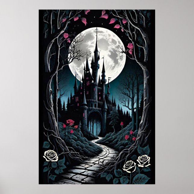 Poster Dark Woods Castle Fantasy (Frente)