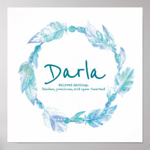 Poster Darla Feather miçanga wreath name aqua significad