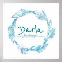 Darla Feather miçanga wreath name aqua significado