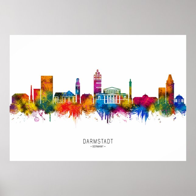 Poster Darmstadt Germany Skyline (Frente)