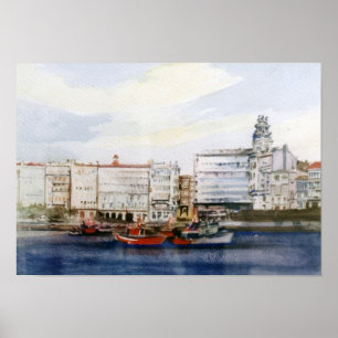 Poster Dársena de A Coruña/Dock em A Corunha