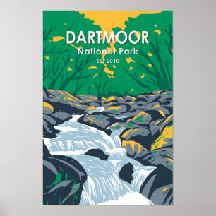 Poster Dartmoor National Park Becky Falls Inglaterra