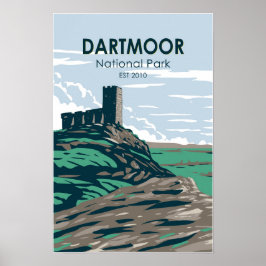 Poster Dartmoor National Park Castle Ruins Inglaterra