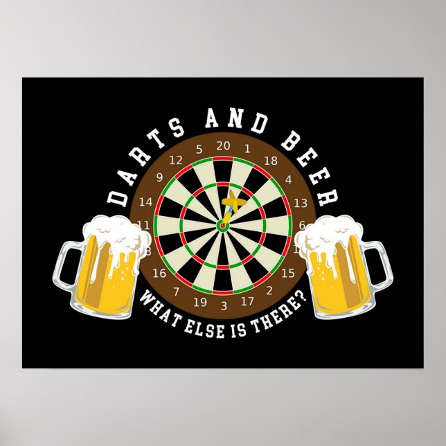 Poster Darts and Beer Dartboard Tournament Sports (Frente)