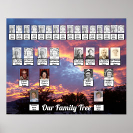 Poster das Árvores Silhuette Sunset Photo Family T