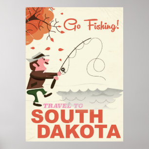 Poster das férias da pesca do vintage de South