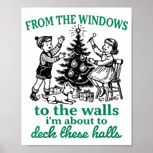 Poster Das Janelas às Paredes Árvore de Natal Divertida