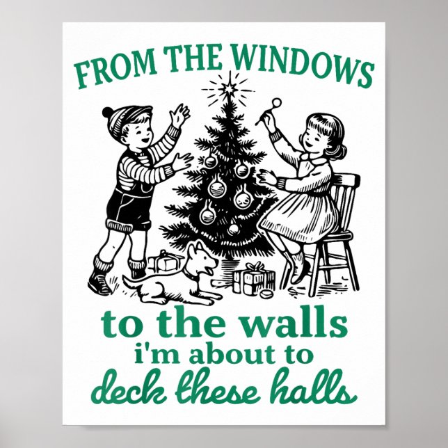 Poster Das Janelas às Paredes Árvore de Natal Divertida (Frente)