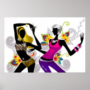 Poster das meninas da silhueta da dança