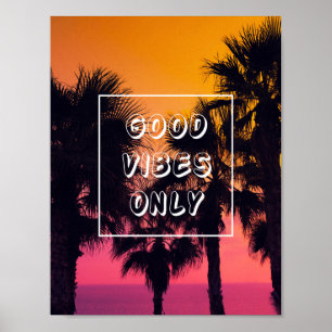 Póster Das "por do sol tropical das palmas da praia boas