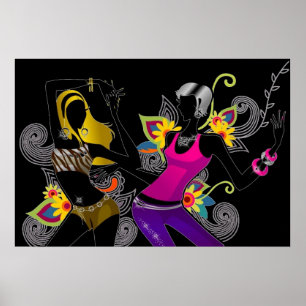 Poster das Silhouette Girls dançantes