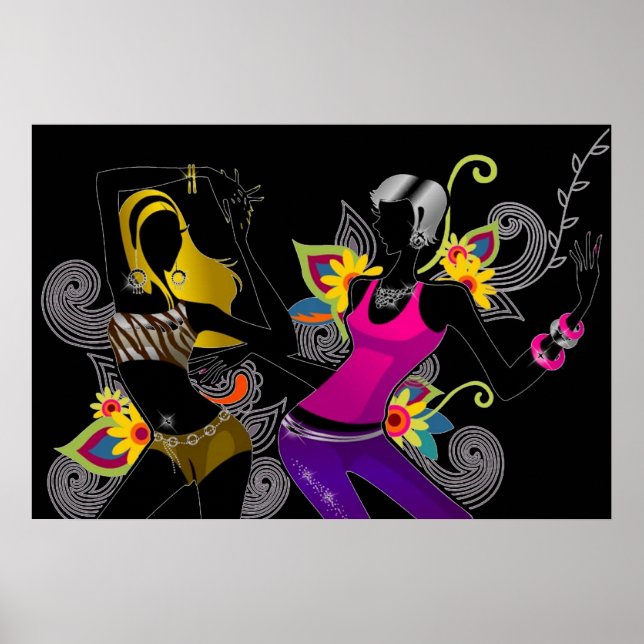 Poster das Silhouette Girls dançantes (Frente)