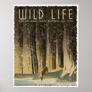 Poster das viagens vintage - animais selvagens