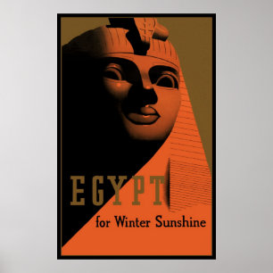 Poster das viagens vintage com esfinge, Egipto,