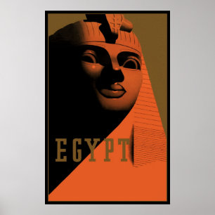 Poster das viagens vintage com esfinge, Egipto,