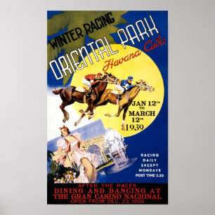 Poster das viagens vintage da corrida de cavalos