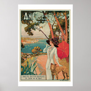Poster das viagens vintage da costa D Azur de