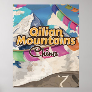 Poster das viagens vintage da montanha de China