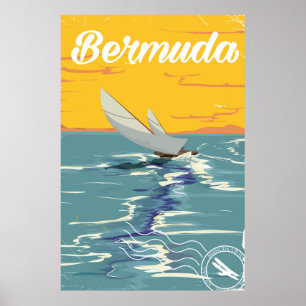 Poster das viagens vintage da navigação de Bermu