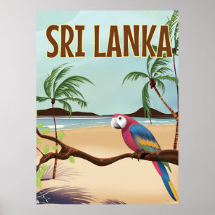Poster das viagens vintage da praia de Sri Lanka