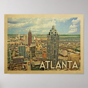 Poster das viagens vintage da skyline de Atlanta