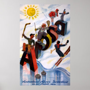 Poster das viagens vintage da suiça de Arosa