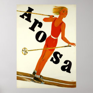 Poster das viagens vintage da suiça de Arosa