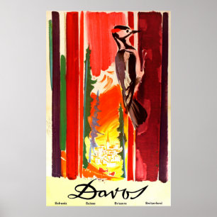 Poster das viagens vintage da suiça de Davos