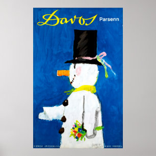 Poster das viagens vintage da suiça de Davos