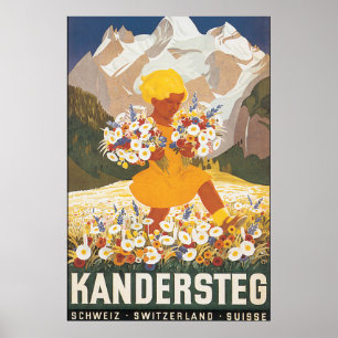 Poster das viagens vintage da suiça de Kandersteg