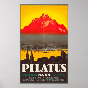 Poster das viagens vintage da suiça de Pilatus