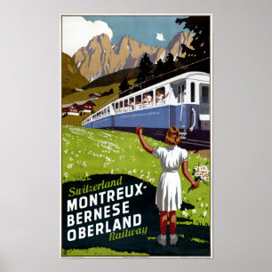 Poster das viagens vintage da suiça restaurado