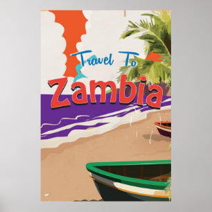 Poster das viagens vintage da Zâmbia